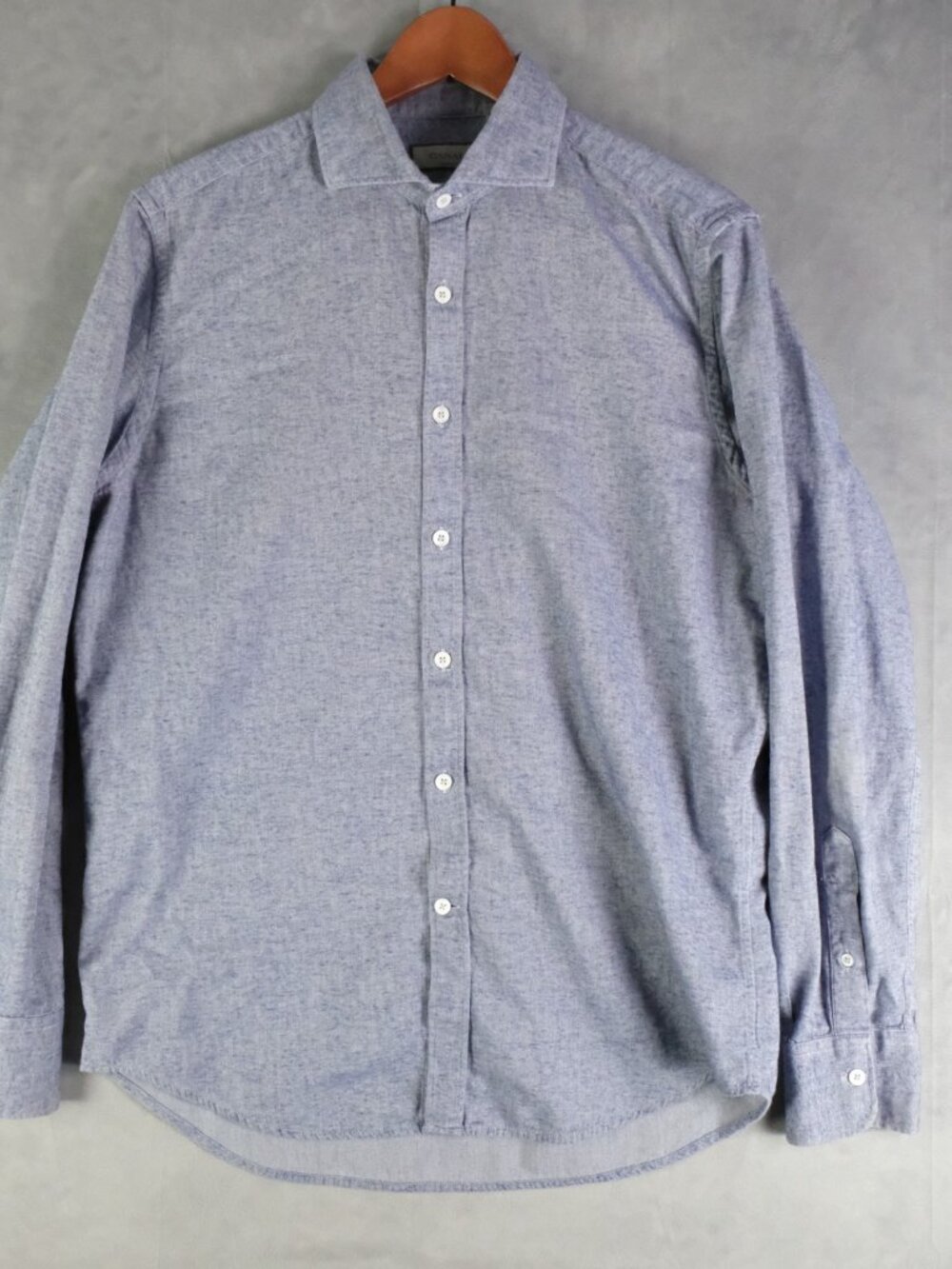 Canali Shirt Mens Large Blue Heathered Button Up Long Sleeve Casual Cotton